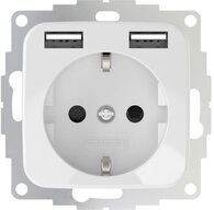 2USB Steckdose 2USB 2U-449375 Unterputz-Steckdose mit USB Reinwei&szlig; (gl&auml;nzend)