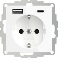2USB Steckdose 2USB 2U-449528 Schutzkontakt-Steckdose mit USB-Ladeausgang, erh&ouml;hter