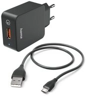 Hama Schnellladeger&auml;t mit Ladekabel Micro-USB, 19,5 W, 1,5 m, Schwarz...