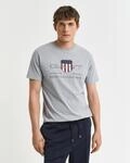 T-Shirt GANT "REG ARCHIVE SHIELD SS T-SHIRT", Herren, Gr. S, grau (grau melange),