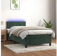 vidaXL Boxspringbett 90 x 200 cm Boxspringbett mit Matratze LED Dunkelgr&uuml;n...