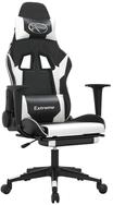 vidaXL Gaming-Stuhl, Gamer Stuhl mit Fu&szlig;st&uuml;tze Schwarz und Wei&szlig; Kunstleder