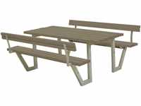 Plus A/S Wega Picknicktisch mit 2 Rückenlehnen Kiefer-Fichte 177 cm graubraun