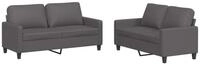 vidaXL Sofa 2-tlg. Sofagarnitur mit Kissen Grau Kunstleder