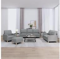 vidaXL Sofa vidaXL 4-tlg. Sofagarnitur mit Kissen Hellgrau Stoff