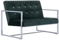 vidaXL Sofa, 2-Sitzer-Sofa mit Armlehnen Dunkelgr&uuml;n Chrom und Samt