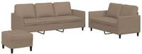 vidaXL Sofa 3-tlg. Sofagarnitur mit Kissen Cappuccino-Braun Kunstleder
