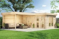 Alpholz Gartenhaus Holz Flachdach Quinta, BxT: 720x520 cm, in Naturbelassen mit...