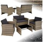 tectake Loungeset Geflecht-Sitzgruppe Jesolo mit Kissen und Glasplatte, (outdoor