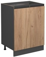 Vicco Unterschrank R-Line, Goldkraft Eiche/Anthrazit, 60 cm J-Shape, ohne