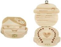 Spetebo Zahndose Holz Milchzahn Dose - M&auml;dchen, Zahnbox f&uuml;r Milchz&auml;hne aus Holz