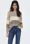 Strickpullover ONLY "ONLATIA L/S STRIPE PULLOVER KNT NOOS", Damen, Gr. XS, beige