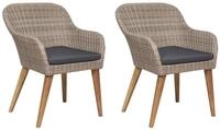 vidaXL Gartenstuhl Gartenst&uuml;hle mit Polstern 2 Stk. Poly Rattan Braun (2 St)