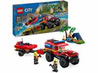 LEGO® Konstruktionsspielsteine Feuerwehrgeländewagen mit Rettungsboot...