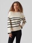Vero Moda Rundhalspullover VMSABA LS O-NECK STRIPE PULLOVER GA NOOS mit