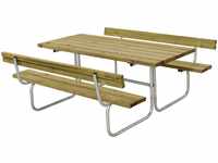 Plus A/S Classic Picknicktisch mit 2 Rückenlehnen Kiefer-Fichte 177 x 177 cm...
