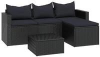vidaXL Loungeset vidaXL Garten-Lounge-Set Schwarz Poly Rattan