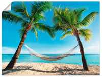 Artland Wandbild Palmenstrand Karibik mit Hängematte, Amerika (1 St), als