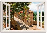 Artland Wandbild Fensterblick Rosen auf Balkon Toskana, Garten (1 St), als...