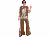 Amscan Hippie-Kostüm 60er 70er Jahre Hippie Kostüm Psychedelic" für Herrn - Braun,