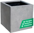 VIVANNO Pflanzk&uuml;bel Fiberglas BLOCK W&uuml;rfel - Betongrau Beton-Design (1 St),