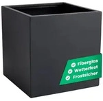 VIVANNO Pflanzk&uuml;bel Fiberglas BLOCK W&uuml;rfel - Anthrazit Matt (1 St), 45x45x45 cm