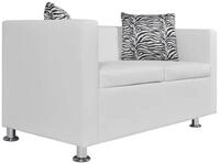 vidaXL Sofa, 2-Sitzer-Sofa Kunstleder Wei&szlig;