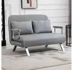 HOMCOM Schlafsofa Zweisitzer mit Bettfunktion, Einzelbett mit Kissen,...