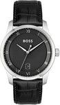 BOSS Quarzuhr PRINCIPLE 1514122, Herrenuhr, Armbanduhr, Datum, Lederarmband