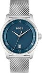 BOSS Quarzuhr PRINCIPLE 1514115, Herrenuhr, Armbanduhr, Datum, Edelstahlarmband