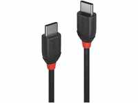 Lindy 0.5m USB 3.2 Typ C Kabel, 20 GBit/s, Black Line USB-Kabel, beidseitig