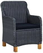 vidaXL Gartenstuhl, Outdoor St&uuml;hle mit Kissen 2 Stk. Poly Rattan Dunkelgrau