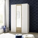 Pol-Power Kleiderschrank in Wei&szlig; / Artisan Eiche mit 2 Schubladen und 3 T&uuml;ren