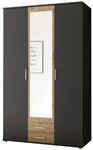 Pol-Power Kleiderschrank in Graphit / Artisan Eiche mit 2 Schubladen und 3 T&uuml;ren