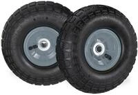 relaxdays Sackkarren-Rad Sackkarrenrad 2er Set 3.5-4, Schwarz-Grau