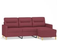 vidaXL Sofa, 3-Sitzer-Sofa mit Hocker Weinrot 180 cm Stoff
