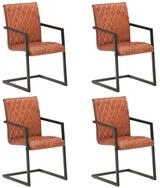 vidaXL Esszimmerstuhl Freischwinger 4 Stk. Braun Echtleder (4 St)