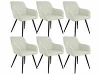 TecTake 6er Set Stuhl Marilyn Leinenoptik crème/schwarz 62x58x82cm