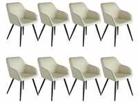 TecTake 8er Set Stuhl Marilyn Stoff crème/schwarz 62x58x82cm