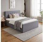 Homestyle4u Polsterbett 140x200 Bettgestell Doppelbett Polsterbett Grau mit...