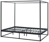 en.casa Himmelbett, &raquo;Kristianstad&laquo; mit Lattenrost Metall Schwarz 140 x 200 cm