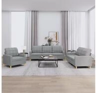 vidaXL Sofa vidaXL 3-tlg. Sofagarnitur mit Kissen Hellgrau Stoff