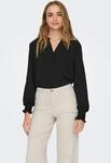 Blusenshirt ONLY "ONLMETTE V-NECK LS SMOCK TOP NOOS WVN", Damen, Gr. XS, schwarz,