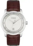 BOSS Quarzuhr PRINCIPLE 1514114, Herrenuhr, Armbanduhr, Datum, Lederarmband