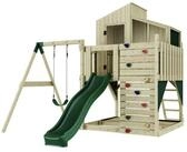 OutdoorToys Spielturm Lotta, aus Holz in Dunkelgr&uuml;n mit Kinderschaukel & Rutsche,
