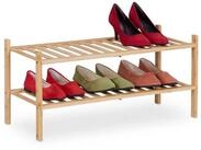 relaxdays Schuhregal Bambus Schuhregal 2 Etagen stapelbar