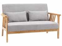 HomCom 2-Sitzer Doppelsofa Samt 130x75x78 cm grau