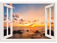 Artland Wandbild Fensterblick Sonnenuntergang am Meer, Fensterblick (1 St), als