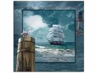 Art-Land Maritime Collage mit Segelschiff 100x100cm