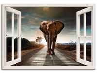 Artland Wandbild Elefant auf Straße, Fensterblick (1 St), als Leinwandbild,...